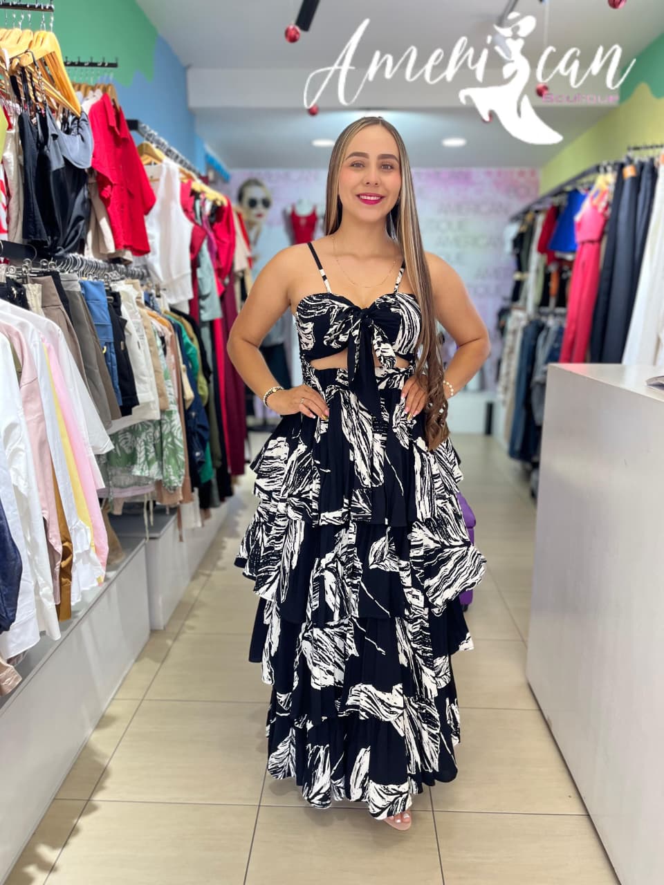 VESTIDO CARIBE GOLAS NEGRO
